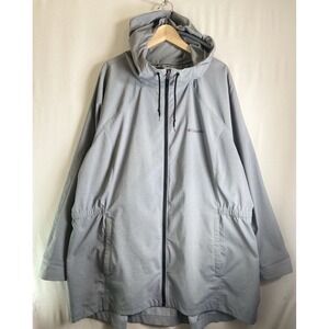 Columbia Windbreaker Jacket 3X Hooded Lightweight Full Zip Outdoor Gray Plus